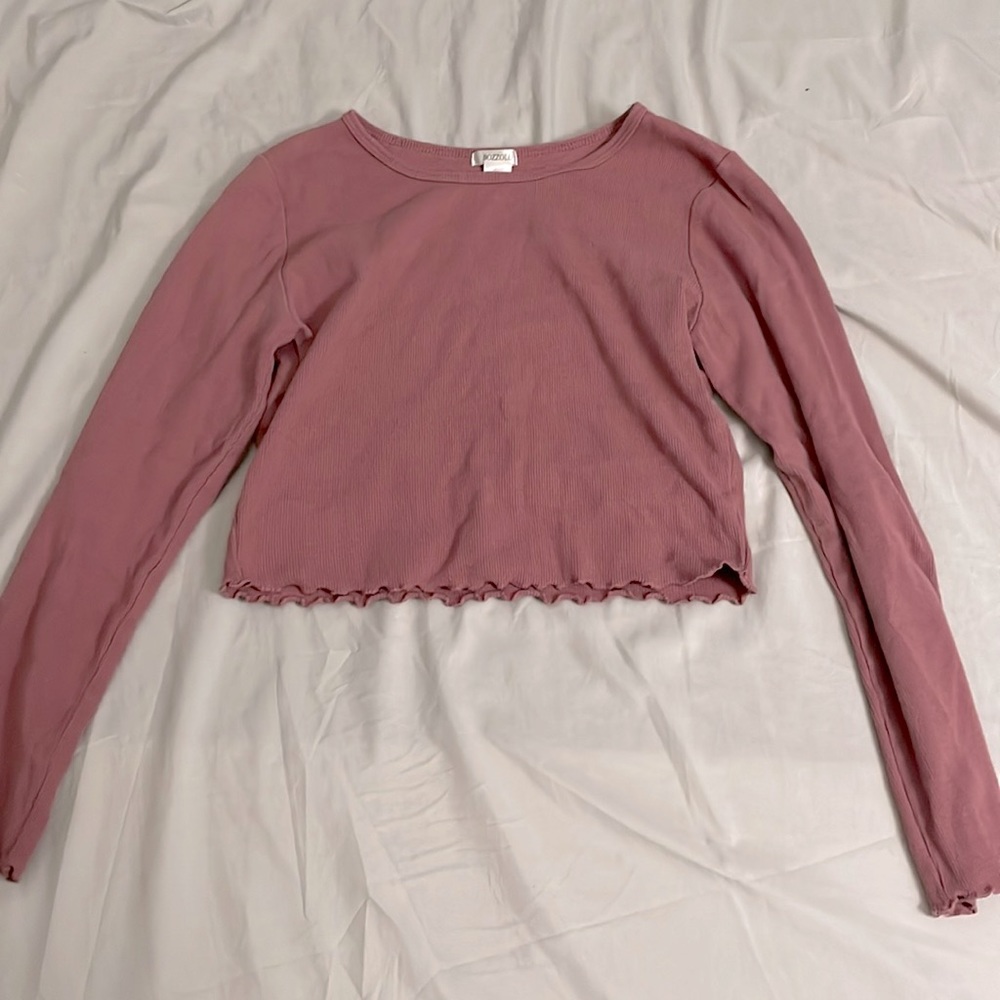 Dusty Pink Long Sleeve Crop Top
